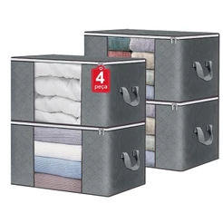 Kit 4 Caixa Saco Organizador Grande Edredom Cobertor Casaco Guarda Roupa Ecológico Anti-Poeira Umidade Insetos Multiuso