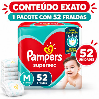 Fralda Pampers Supersec M 52 Unidades