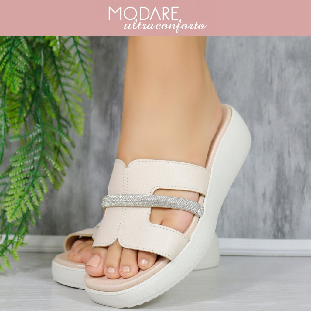 Tamanco Modare Sandália Feminina Slide Brilho 7189.103