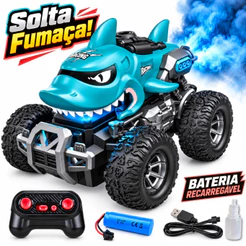 Carrinho Controle Remoto Recarregavel Tubarão Off Road Efeito De Fumaça