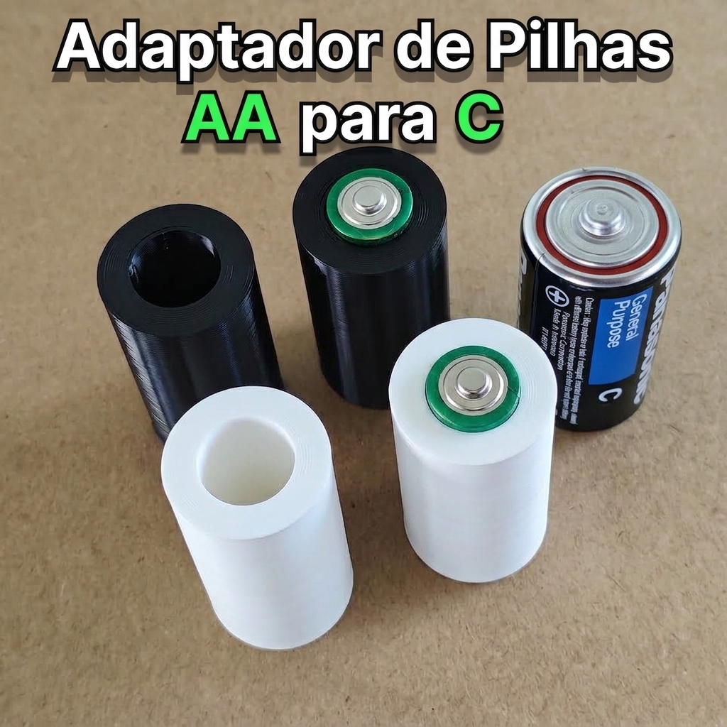 Adaptador de Pilha AA para C (Média) - Economize Dinheiro!