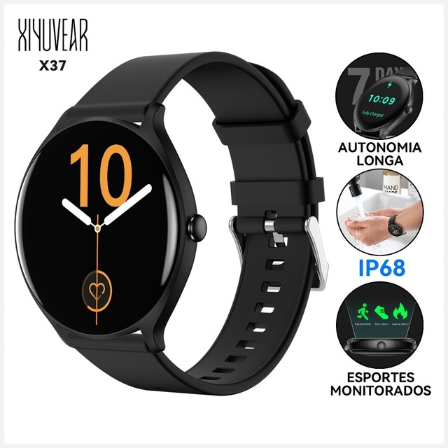 2026 Smartwatch X37 Bateria de 7 Dias de Uso, IP68, Monitoramento de Sono e Atividades, Tela 1.38”
