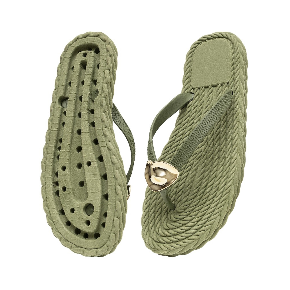 chinelo de dedo Plataforma Feminino com pingente dourado Ortopédico Confortável trançado