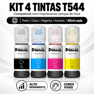 Kit 04 tintas Compatível para impressora Tank T544 L3150, L3110, L5190, L3250, L3210, L5290, L5590 CMYK