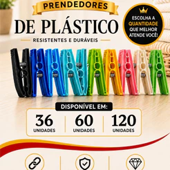 36/60/120 Pregador Roupa Plástico Reforçado Grande Sortidos Grampo Prendedores Prendedor Varal Forte