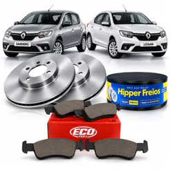 Kit Disco Freio + Pastilha de freio Renault Sandero, Logan, 2014 a 2025 Dianteiro