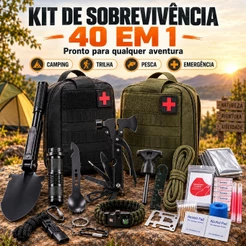 Kit Multifuncional de Sobrevivência para Camping e Trilha com Mochila Tática, Lanterna IPX5 e Manta Térmica Envio Brasil