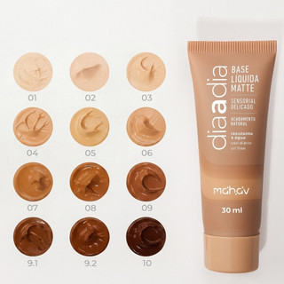 BASE LÍQUIDA MATTE DIA A DIA ORIGINAL MAHAV PALETA 01 AO 08