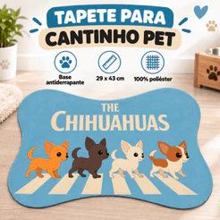 Tapete Comedouro Pet para Cachorro Chihuahua Base Antiderrapante 29x43cm