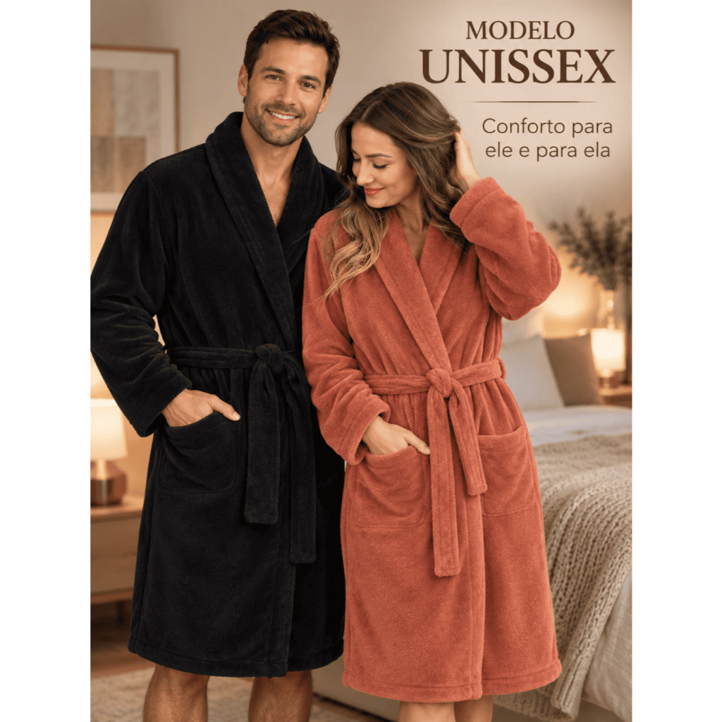 Roupão de Banho Adulto Microfibra Inverno Super Macio Quentinho Feminino Masculino Unissex
