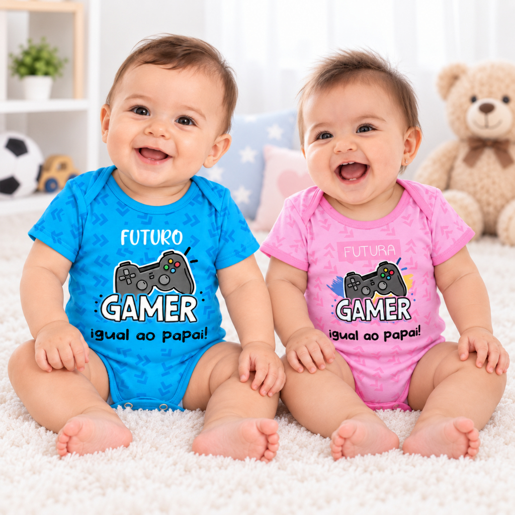 Body Bebê Gamer Futuro Gamer Personalizado Papai Mamãe Videogame Menino Menina