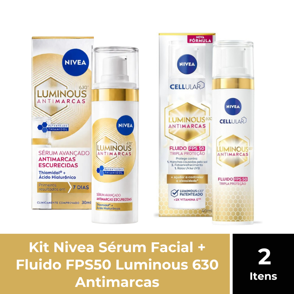 Kit Nivea Sérum Facial + Fluido FPS50 Luminous 630 Antimarcas