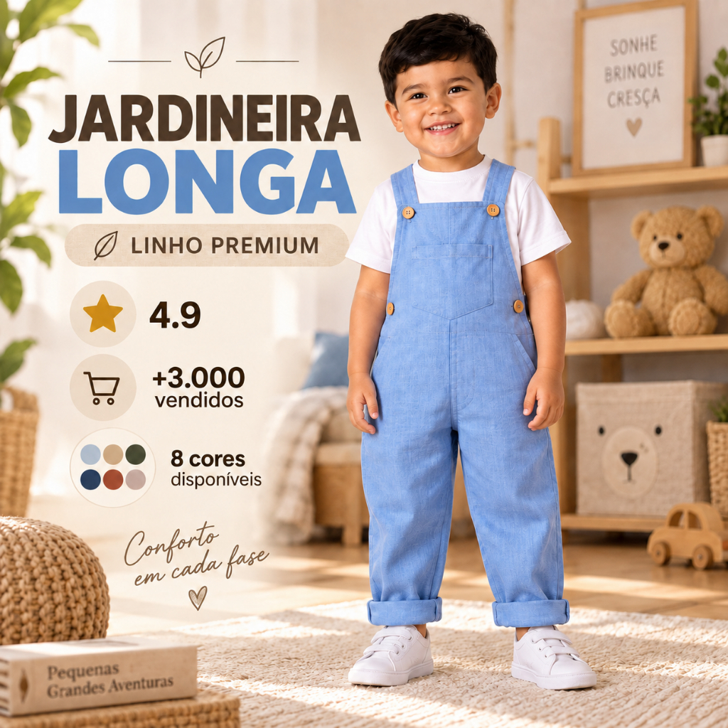 JARDINEIRA LONGA Infantil Menino Bebê / Macacão Infantil Bebê