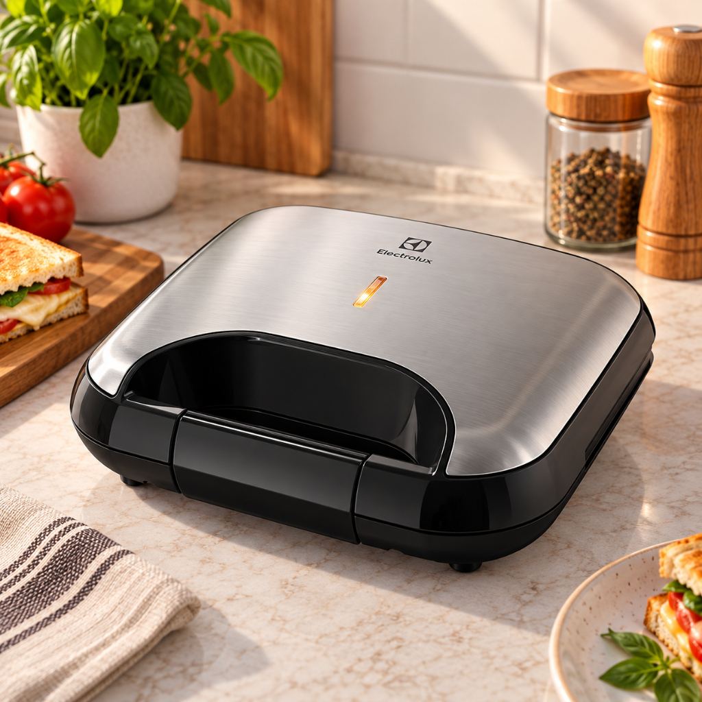 Sanduicheira Elétrica Electrolux ESG20 Inox e Preta com Chapas Antiaderentes - 127V