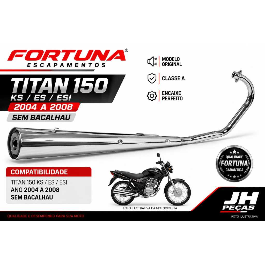 Escapamento Titan 150 Ano 2004 A 2008 Ks/es Original Fortuna Silencioso