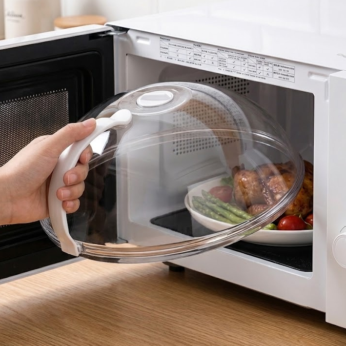 Tampa De Microondas Para Alimentos Com Válvula e Alça De Plastico