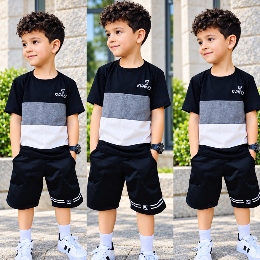 Conjunto Infantil Masculino de Verão - Bermuda e Camiseta Fresquinha - Tamanho 2 ao 12