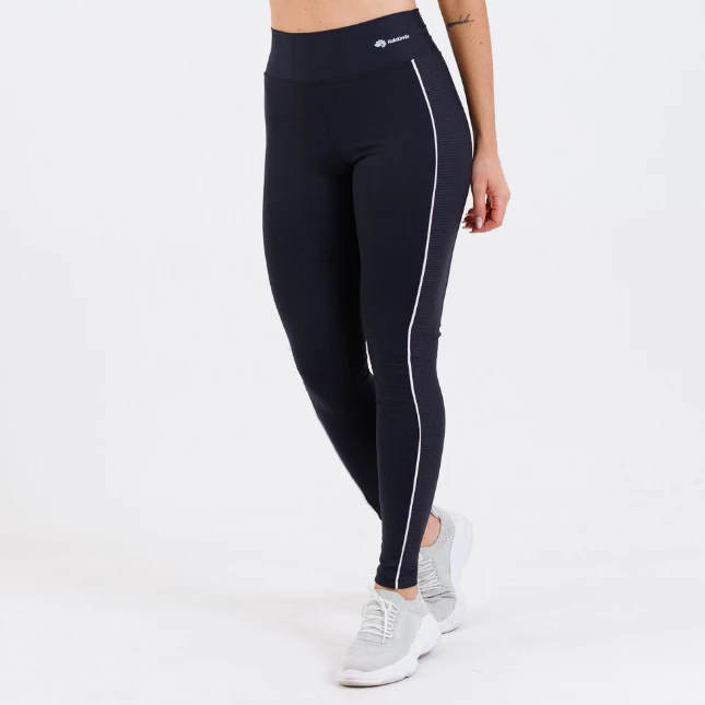 Calça Legging Poliamida Premium Detalhe Canelado  Alta Compressão Com Bolso Lateral RL Fitness