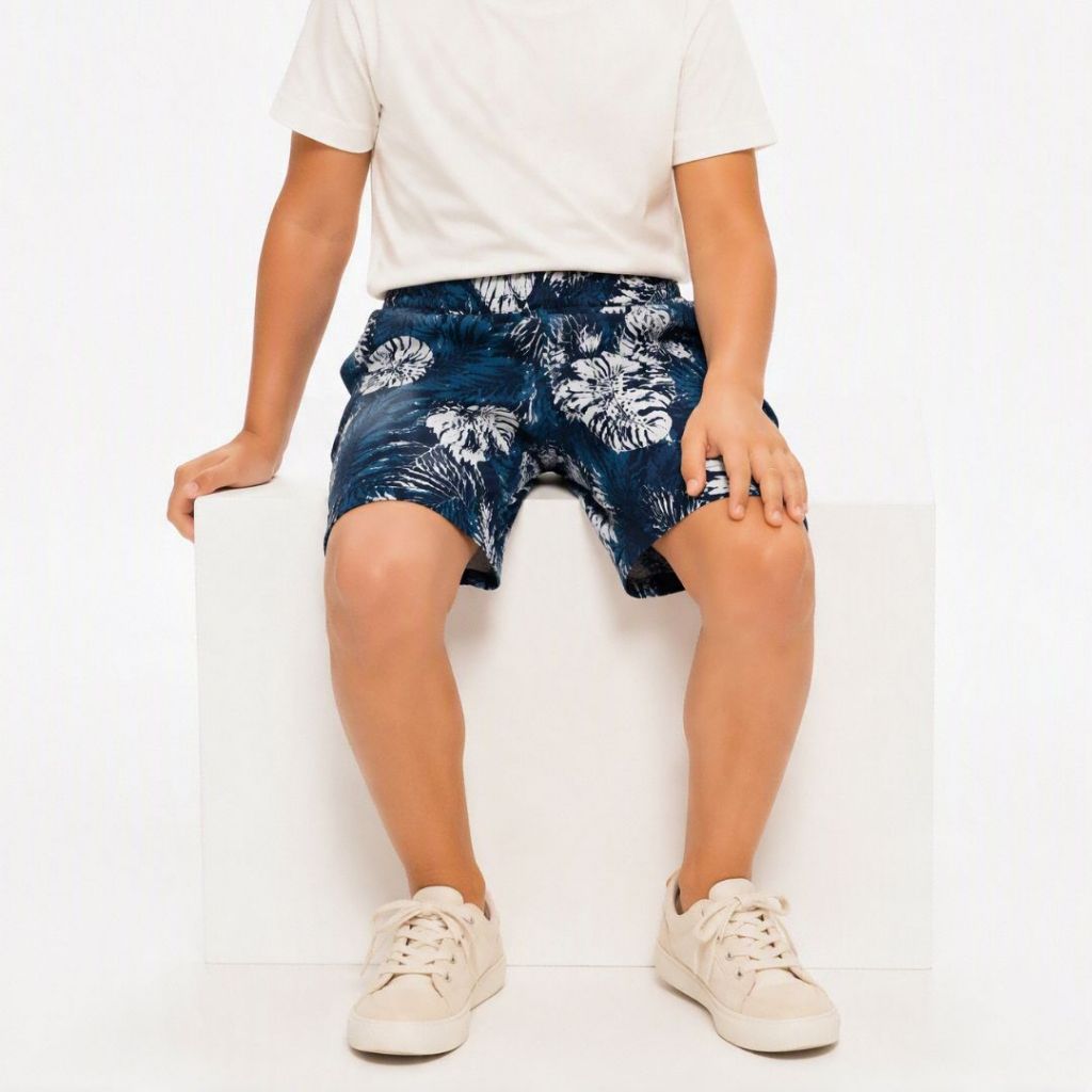 Kit Com 02 Bermuda Infantil e Juvenil Masculina de Elástico Estampado Menino Praia