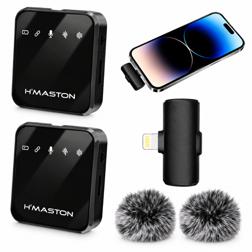 Microfone Sem Fio Lapela Hmaston Profissional Compatível Celular Som Limpo Longa Duração
