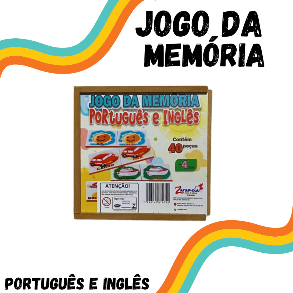 Jogo Da Memória Português E Inglês Brinquedo Educativo Em Madeira Mdf - Diversos Temas
