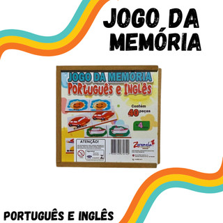 Jogo Da Memória Português E Inglês Brinquedo Educativo Em Madeira Mdf - Diversos Temas