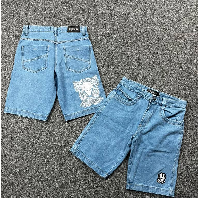 Bermuda Masculina Jeans Balão Larga Estampada Oversized Streetwear