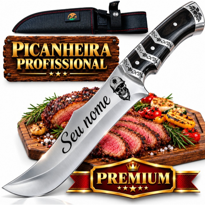 Faca Para Churrasco Profissional Luxo Personalizado Seu time