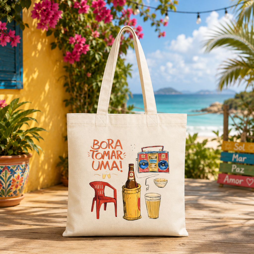 Ecobag Estampada Frase Divertida Bolsa Algodão Cru para Passeios — imagem 2 de 2