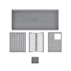Cuba de cozinha com módulos porta pratos, copos e talheres em aço inox 304 - CAC0023-N