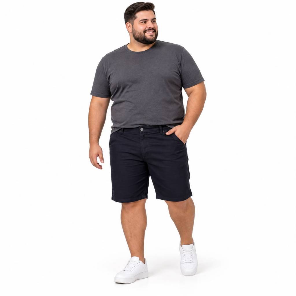 Bermuda Short Masculina Plus Size no Jeans Casual Com Elastano Tamanho Grande Moda Maior 48 ao 54