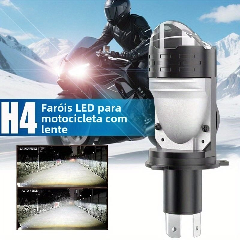 Mini Lente Projetor H4 LED 10000LM 55W Plug&Play Farol Carro Motocicleta Feixe Hi Lo