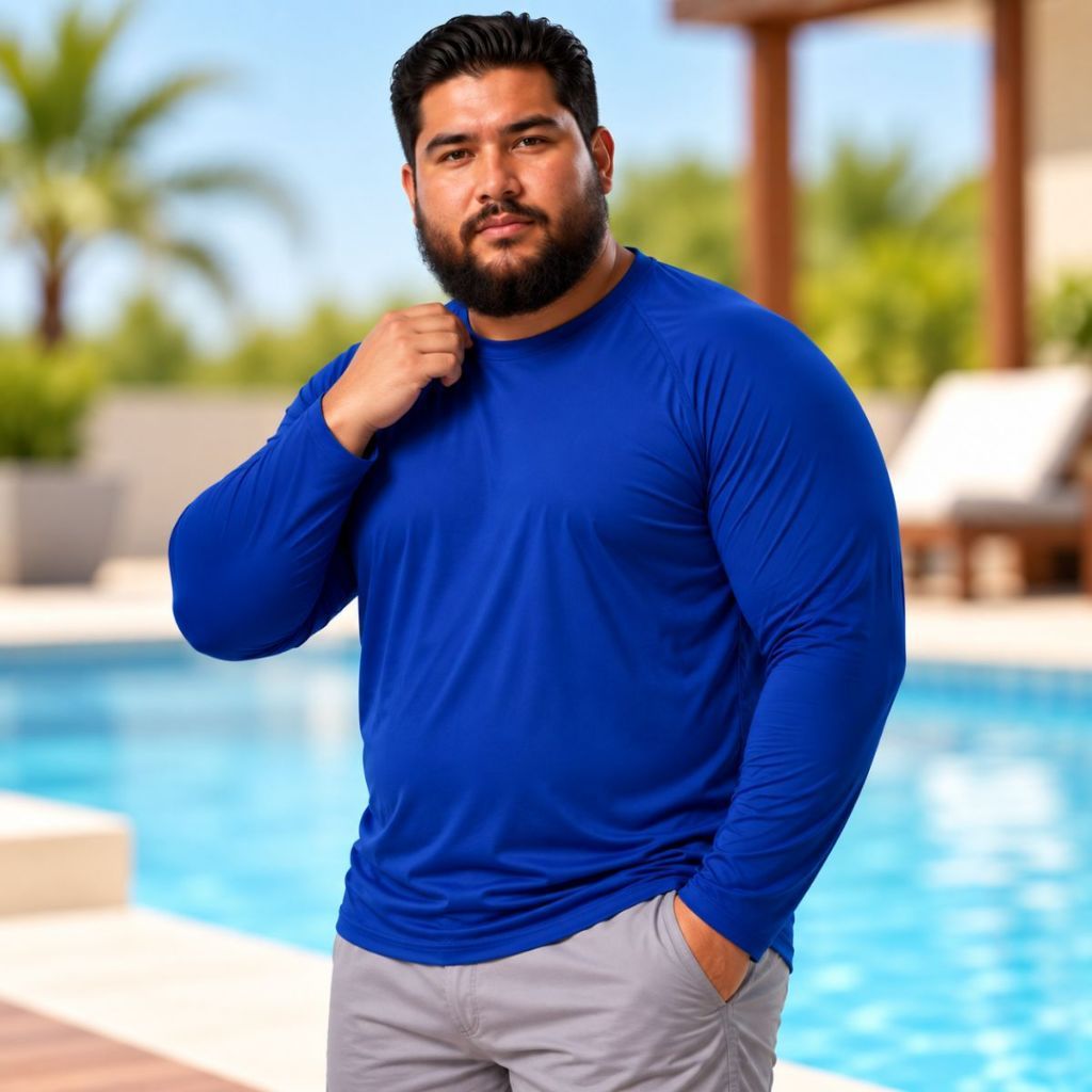 Camiseta Blusa Proteção UV50+ Masculino Plus Size Manga Longa Selene Academia Piscina Poliamida