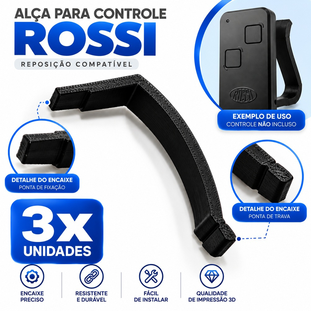 KIT 3 unid - Alça suporte reforçado para controle de portão Rossi