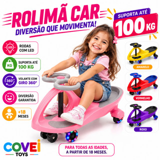 Carrinho Rolimã Gira 360° Drift Infantil Rodas Led Silenciosas Suporta Até 100kg Menino Menina