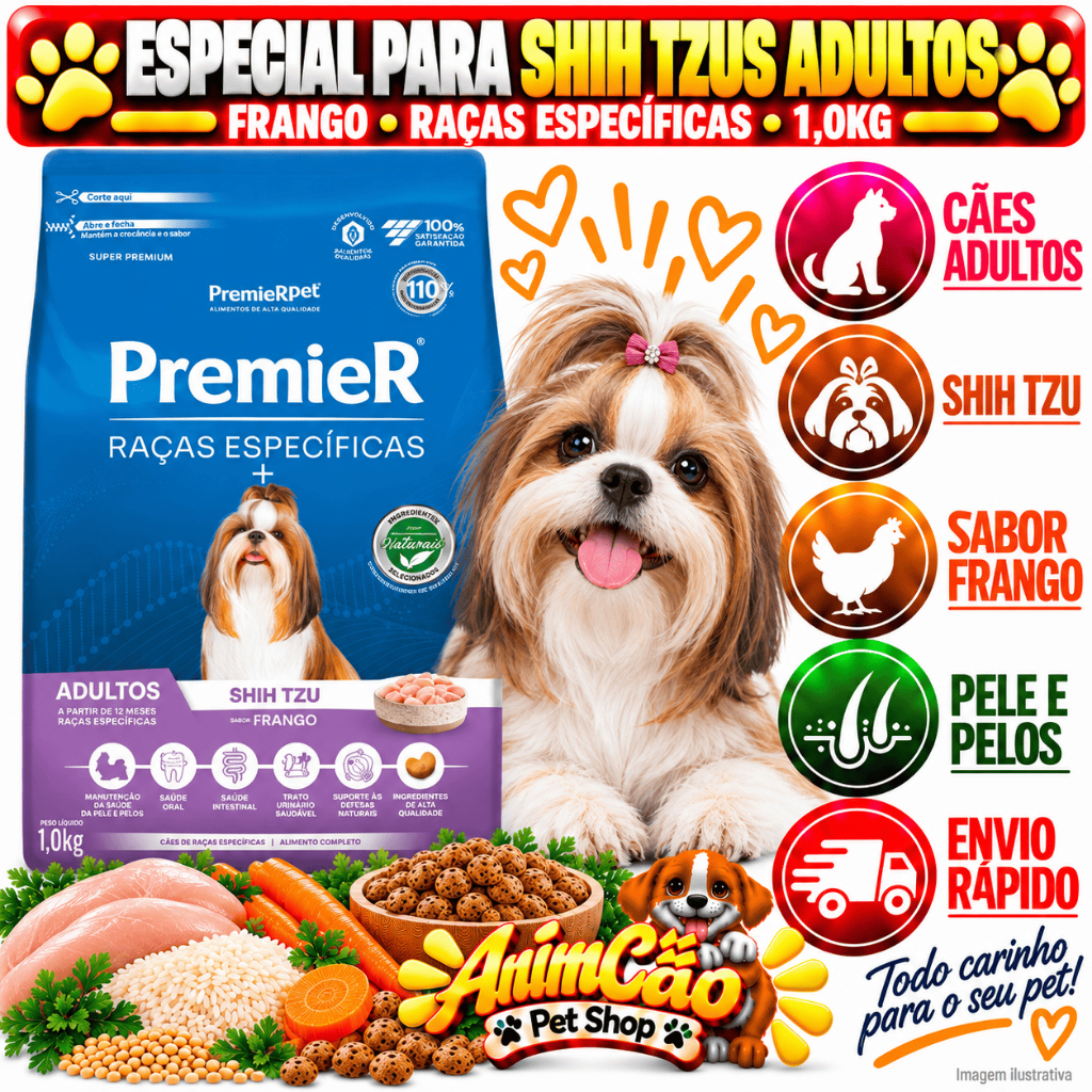 Ração Premier Raça Especifica Shih Tzu Adulto Sabor Frango 1 KG