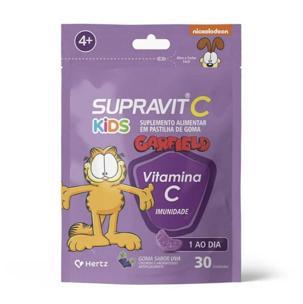 Supra C Kids Suplemento de Vitamina C sabor laranja 30 unidades.