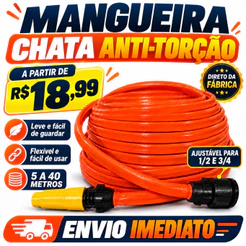 Mangueira Jardim Anti Torção Laranja 05 a 40 Metros Flexível