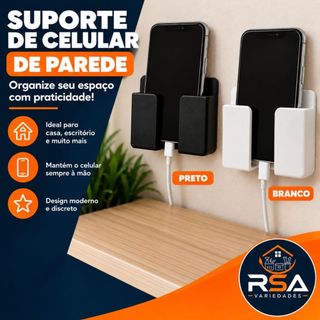 Suporte Celular Suporte Celular Parede Suporte Telefone Suporte Smartphone Organizador Celular Suporte em 3D PLA