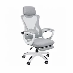 Cadeira de Escritório Presidente Supreme Ergonômica Reclinável com Apoio Lombar Ajustável e Apoio para os Pés Cinza