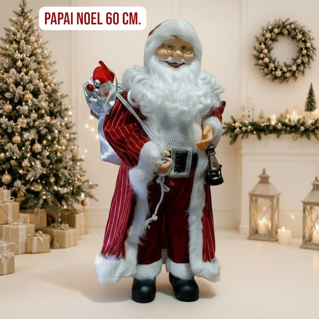 Papai Noel em pé decoração de Natal 60cm linha  luxo