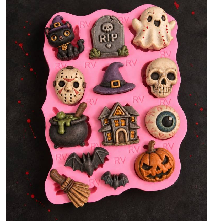 Molde Silicone Halloween - Confeitaria, Biscuit, Resina, Aplique, Vela