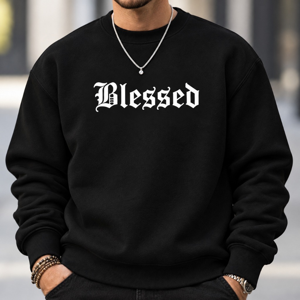 Moletom Masculino Gola Careca Estampado Blessed Streetwear Unlike