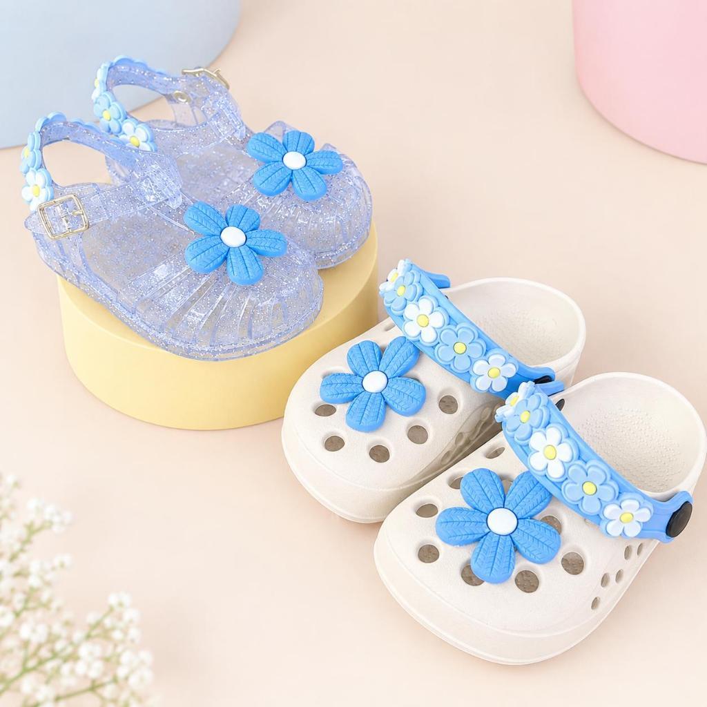 KIT 2 PARES Melissa E Babuche Menina Infantil Antiderrapante Confortável Off Azul Ajustável Moda Feminina Escola