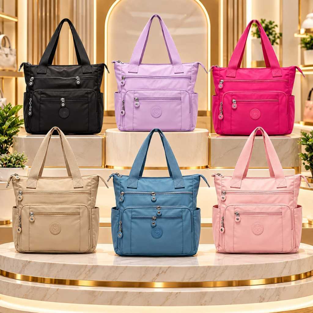 Bolsa de Ombro Feminina Nylon Quadrada • Uso Escolar e Trabalho • Tactel Resistente