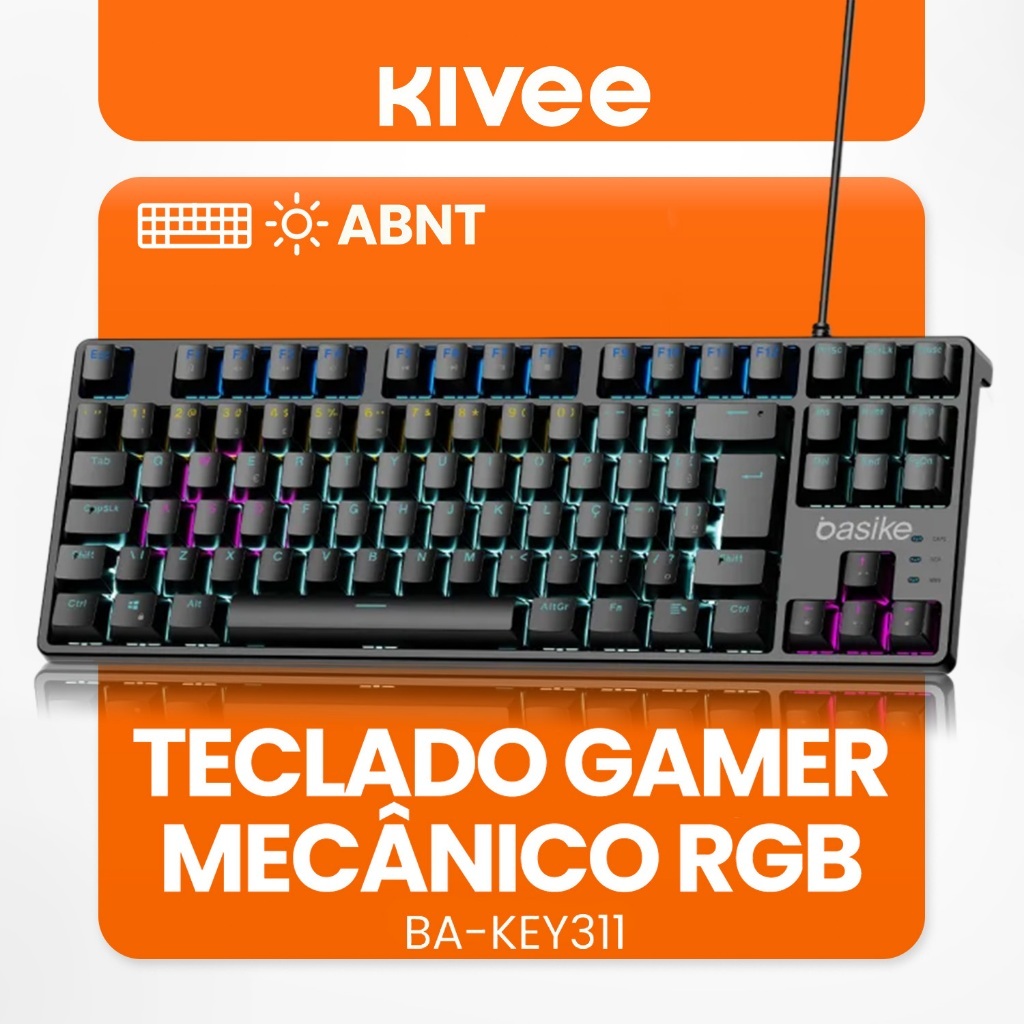 Kivee X Basike Teclado Mecânico Switch Vermelho Estrutura em Alumínio  Software programável KEY311