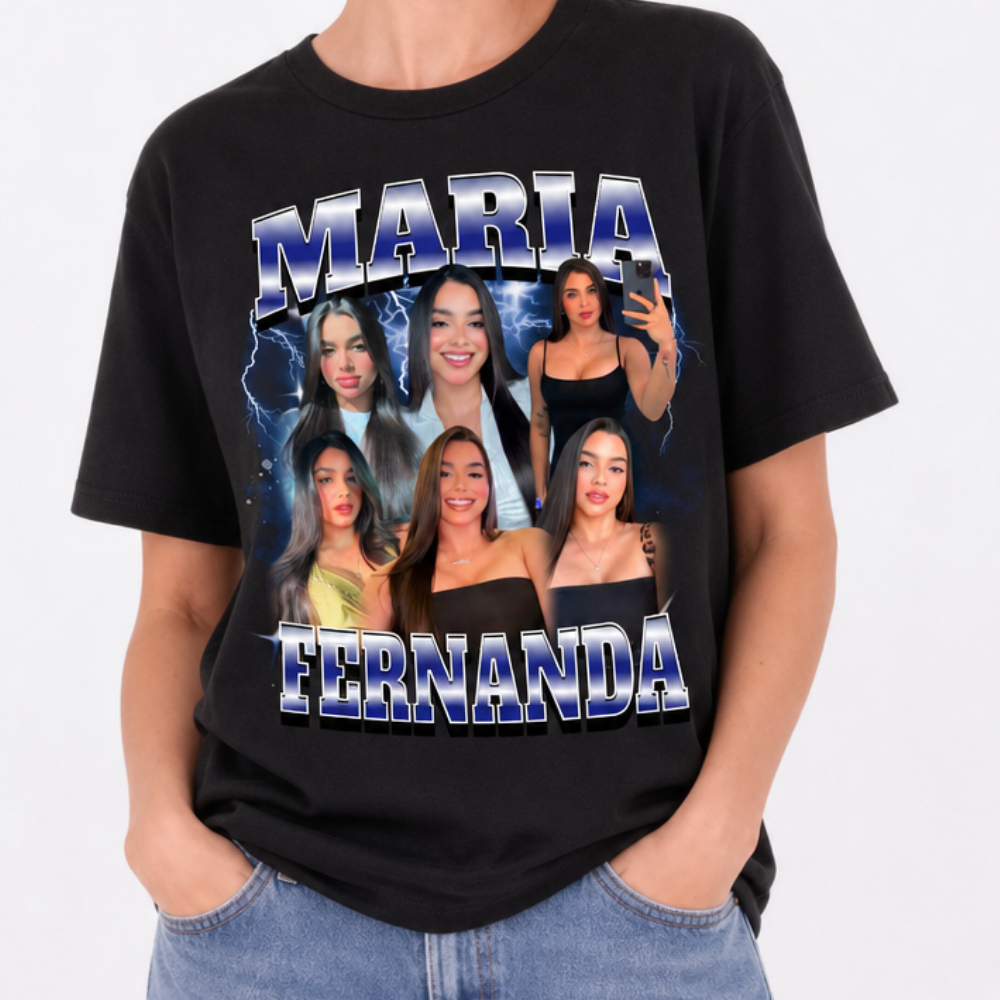 Camiseta personalizada com Seu Nome, Foto e Frase Namorados Presente Algodão