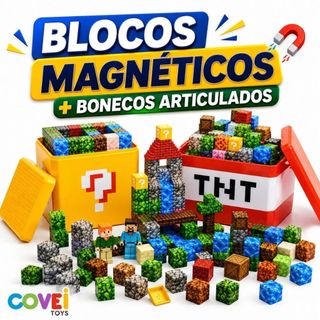Bloco Magnético TNT 180 Peças Mine Diversão Montagem Cubos Brinquedo Educativo Para Crianças