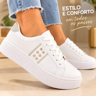 Tênis Vizzano Feminino Casual Plataforma Macia Confortável Dia Moda Passeio Leve Conforto Flatform
