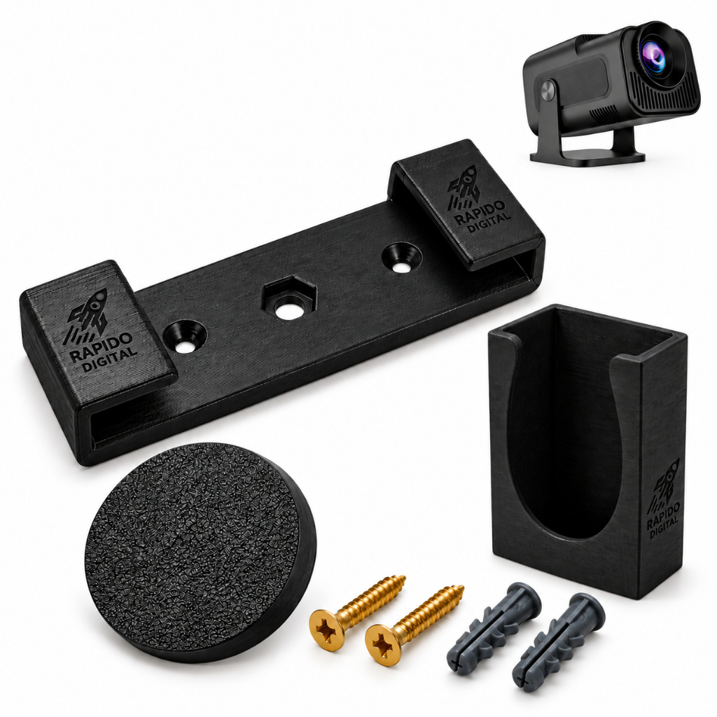 Kit Suporte para Projetor HY320 Mini – Parede/Teto + Suporte de Controle + Tampa de Lente (não inclui projetor)